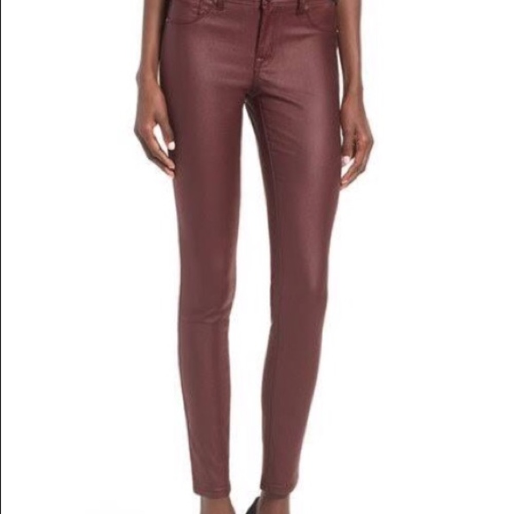 Lucky brand coated burgundy leggings